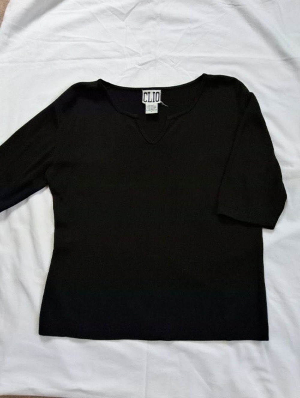 CLIO Black Knit Short Sleeve Top